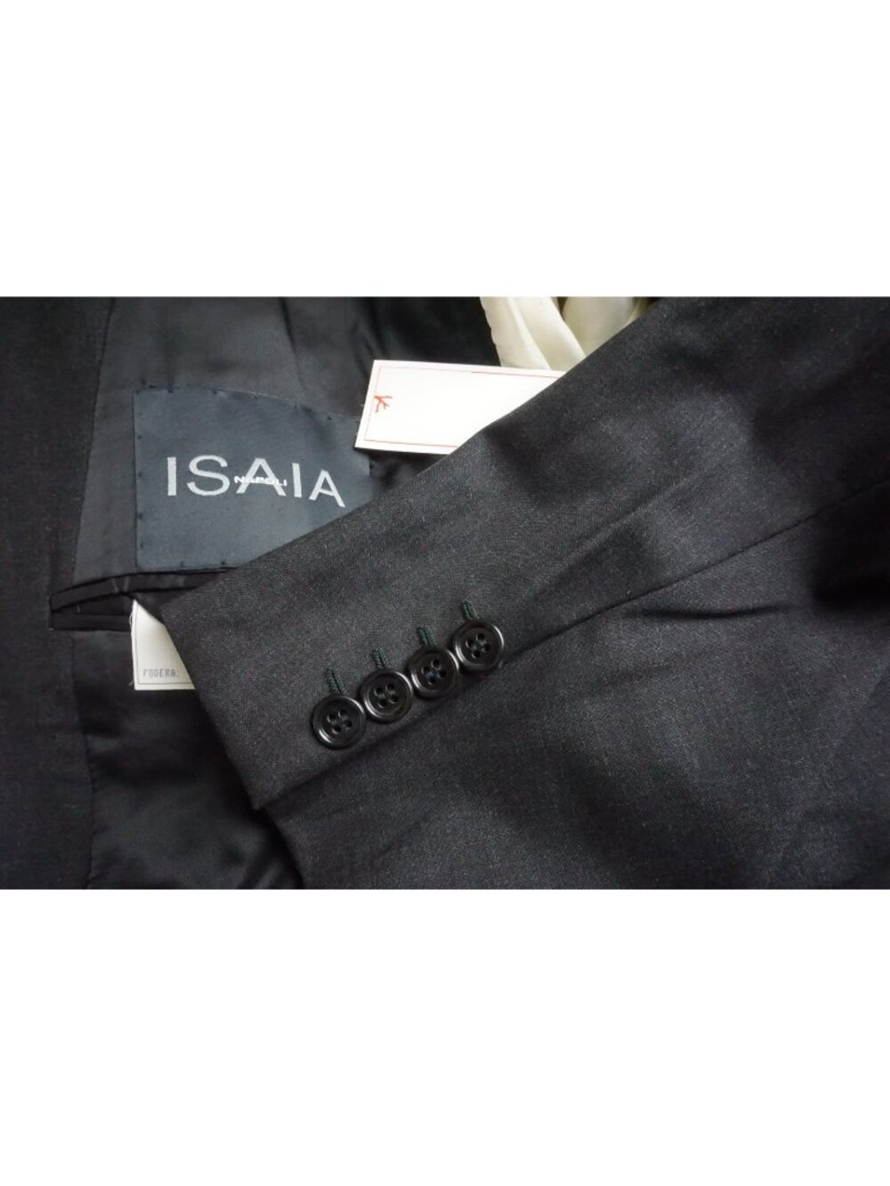 Isaia Napoli Charcoal Gray Black Wool 2 Pc Suit Jacket Pants 50R US BRAND NEW